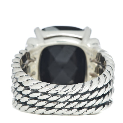 David Yurman Sterling Silver Diamond Black Onyx 16mm Wheaton Ring 52 6 4 of 5