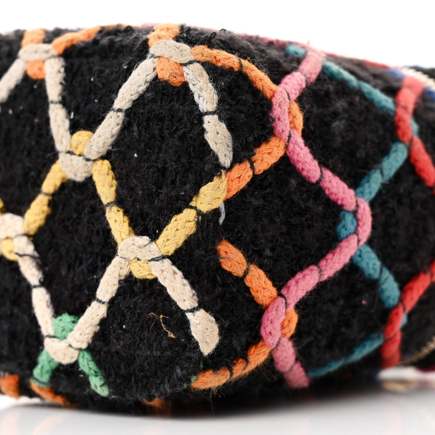 Chanel Tweed Diamond Threaded CC Pearl Crush Mini Vanity Case With Chain Black Multicolor 10 of 14