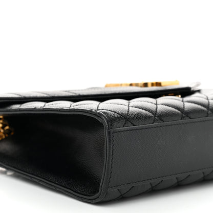 Saint Laurent Grain De Poudre Textured Mixed Matelasse Triquilt Medium Monogram Satchel Black 9 of 10