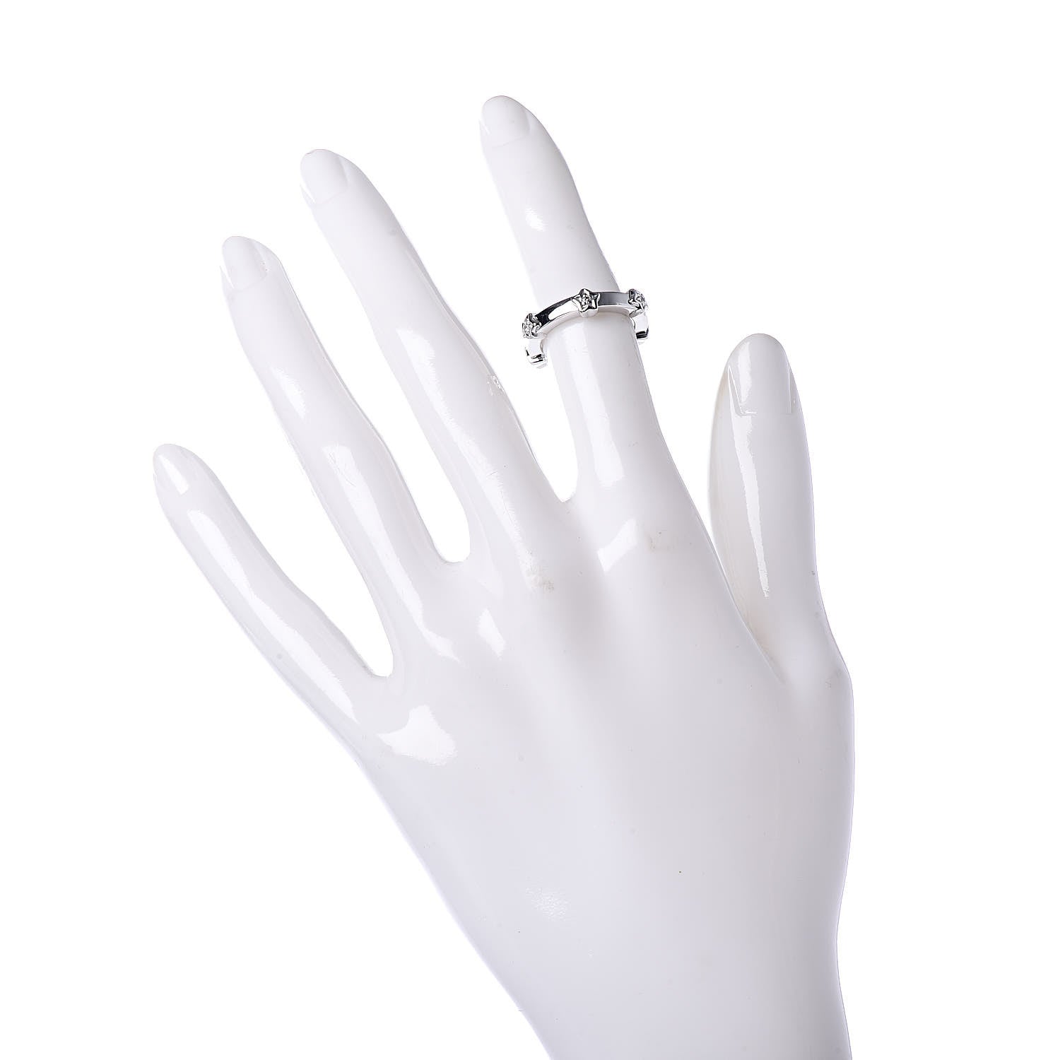 Chanel 18K White Gold Diamond Comete Band Ring 47 4 2 of 6