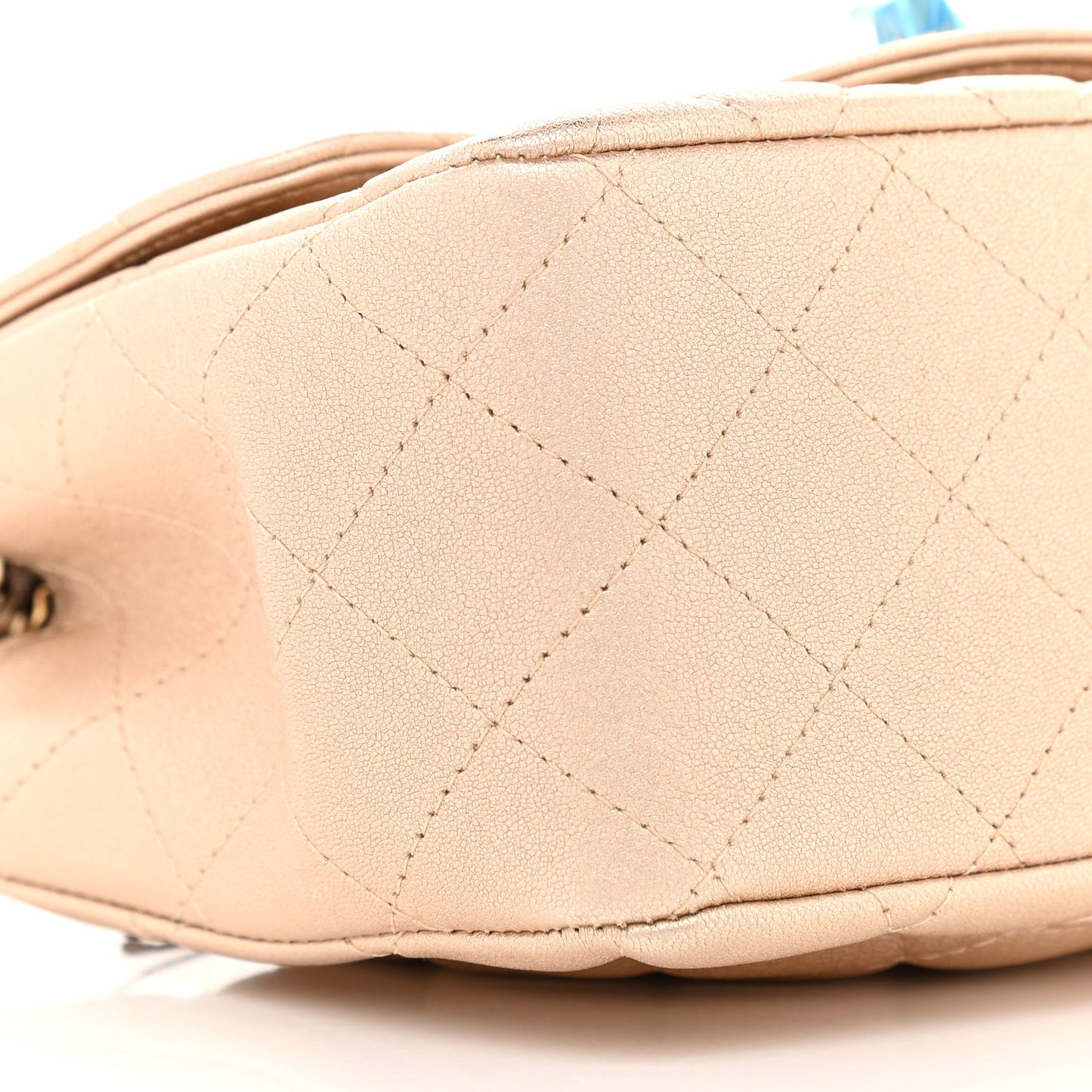 Metallic Lambskin Quilted Mini Square Flap Gold