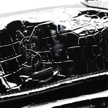 Saint Laurent Patent Crocodile Embossed Lambskin Monogram Baby Niki Chain Satchel Black 12 of 12