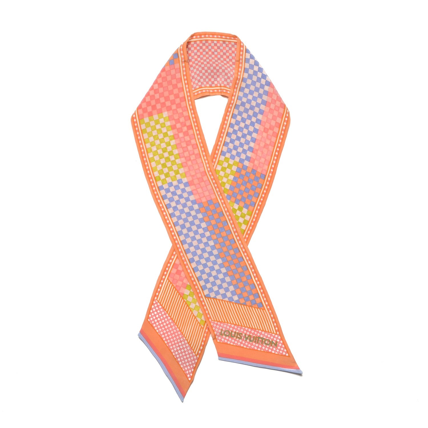 Louis Vuitton Silk Damier Aquarelle Bandeau Orange 1 of 6