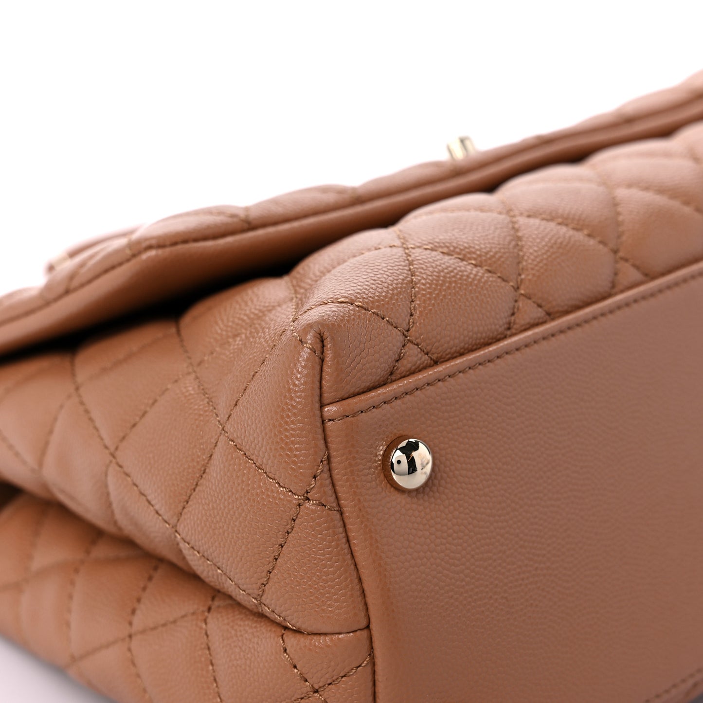 Caviar Quilted Small Coco Handle Flap Brown