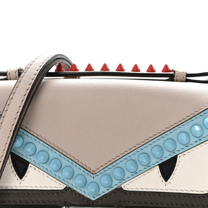 Fendi Vitello Dolce Monster Eyes Studded Micro Double Baguette Carbone White Multicolor 7 of 9
