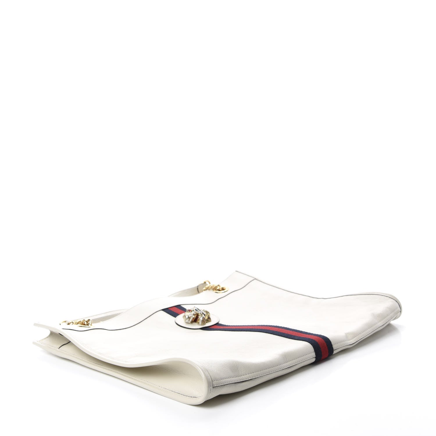 Gucci Suede Calfskin Large Rajah Chain Tote White 4 of 10