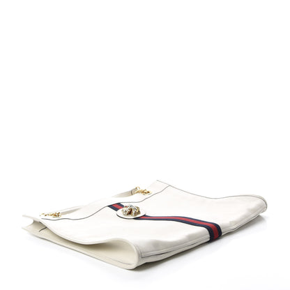 Gucci Suede Calfskin Large Rajah Chain Tote White 4 of 10