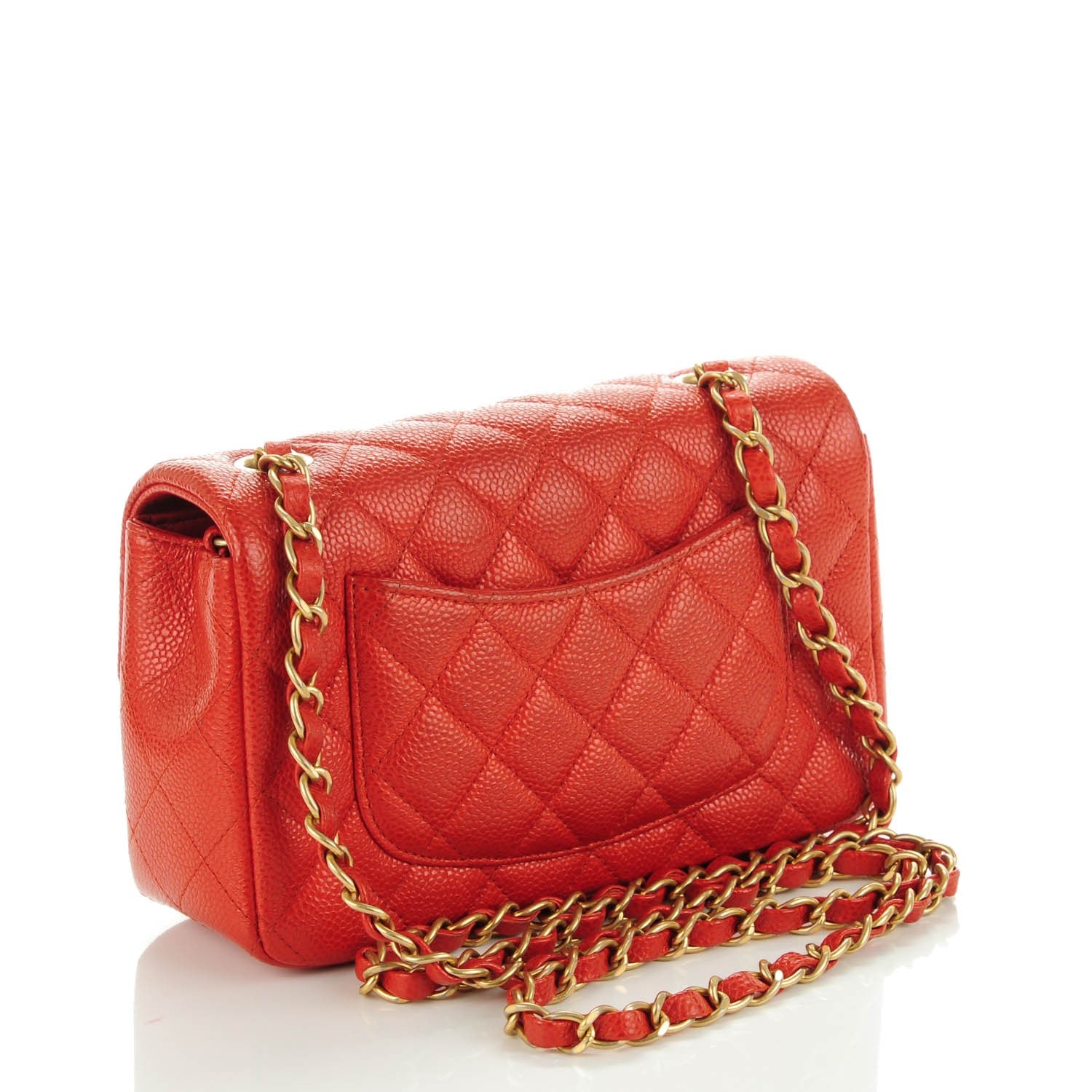 Chanel Pearly Caviar Quilted Mini Rectangular Flap Orange 3 of 7