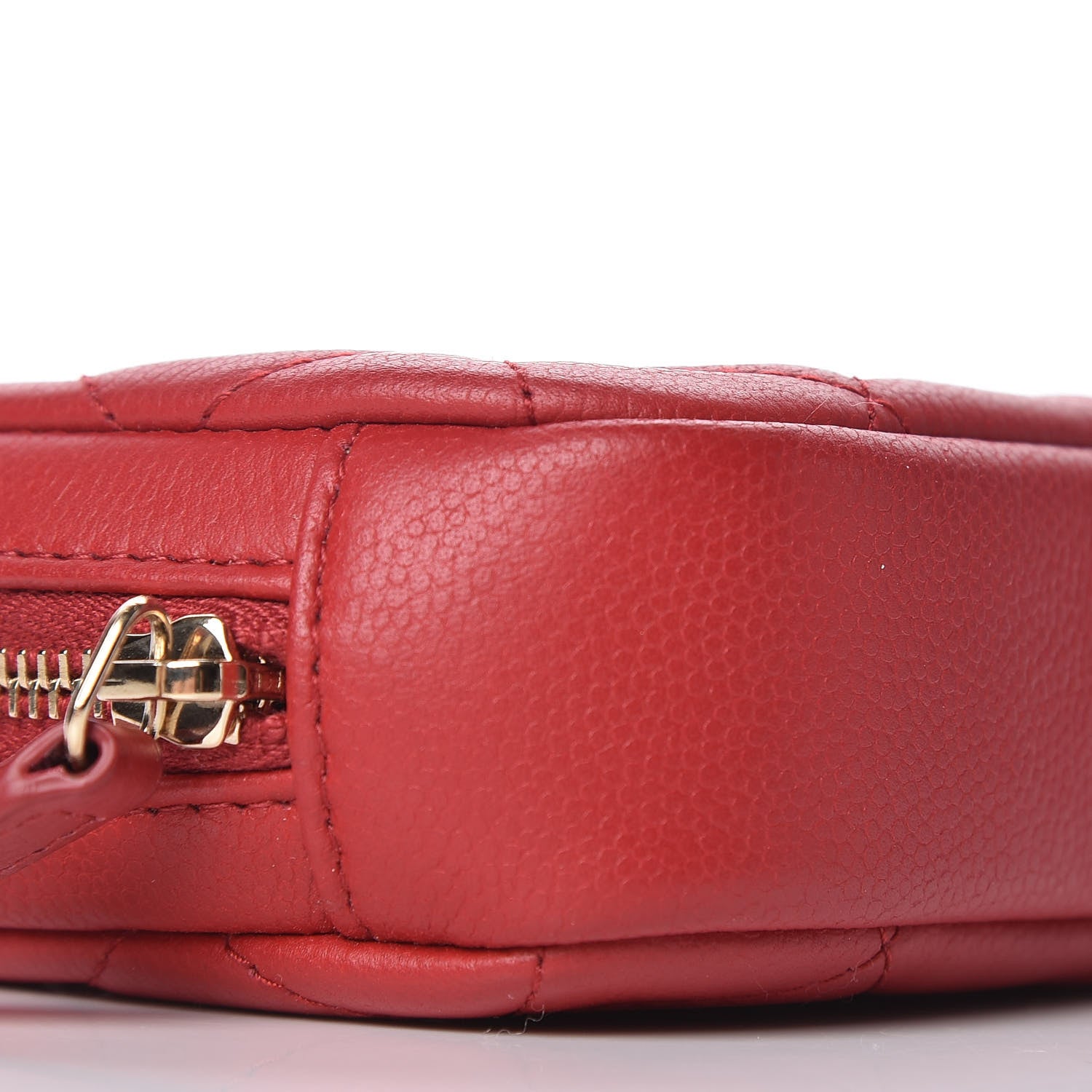 Chanel Caviar Quilted Small Curvy Pouch Cosmetic Case Dark Red 9 of 10