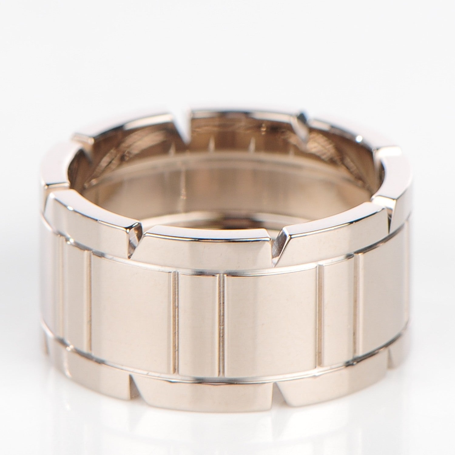 Cartier 18K White Gold 11mm Tank Francaise Ring 58 8.25 3 of 4