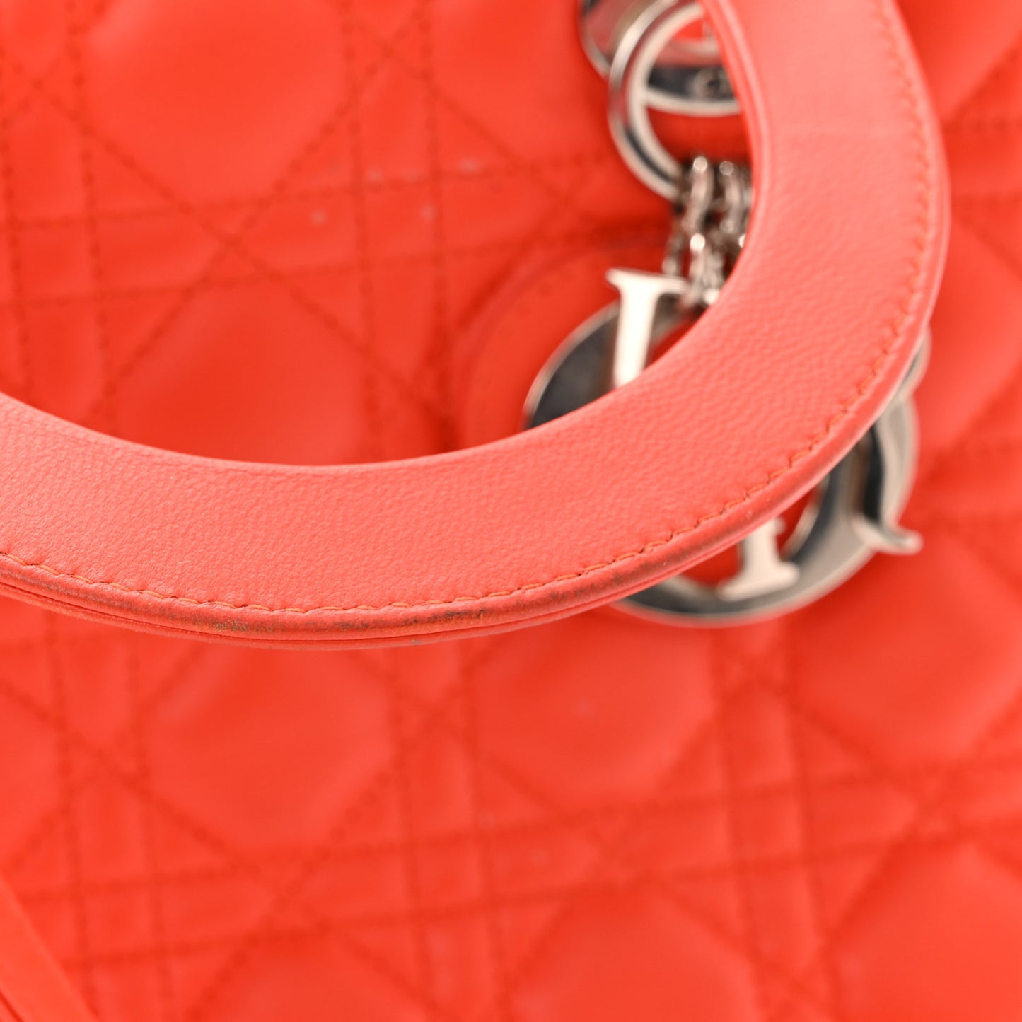 Lambskin Cannage Medium Lady Dior Coral