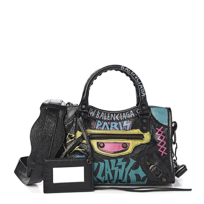 Balenciaga Agneau Arena Graffiti All Over Classic Hardware Mini City Black Multicolor 1 of 9