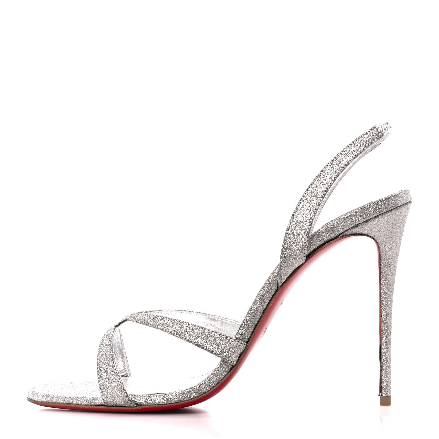 Christian Louboutin Glitter Emilie 100 Slingback Sandals 40.5 Silver 1 of 8