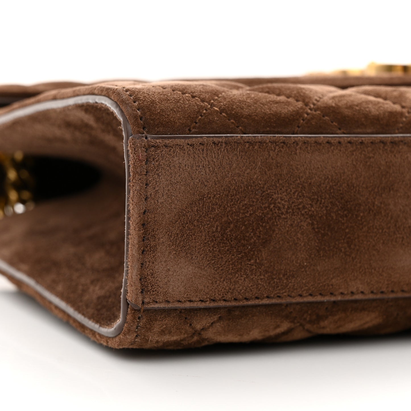 Suede Mixed Matelasse Triquilt Medium Monogram Envelope Satchel Bark Brown