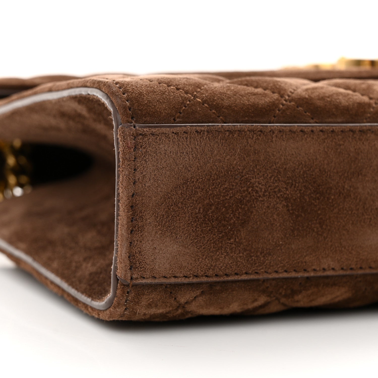 Saint Laurent Suede Mixed Matelasse Triquilt Medium Monogram Envelope Satchel Bark Brown 9 of 12