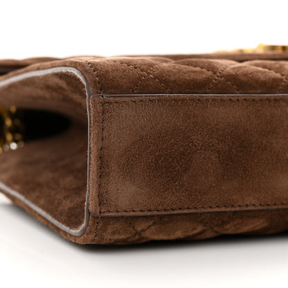Saint Laurent Suede Mixed Matelasse Triquilt Medium Monogram Envelope Satchel Bark Brown 9 of 12