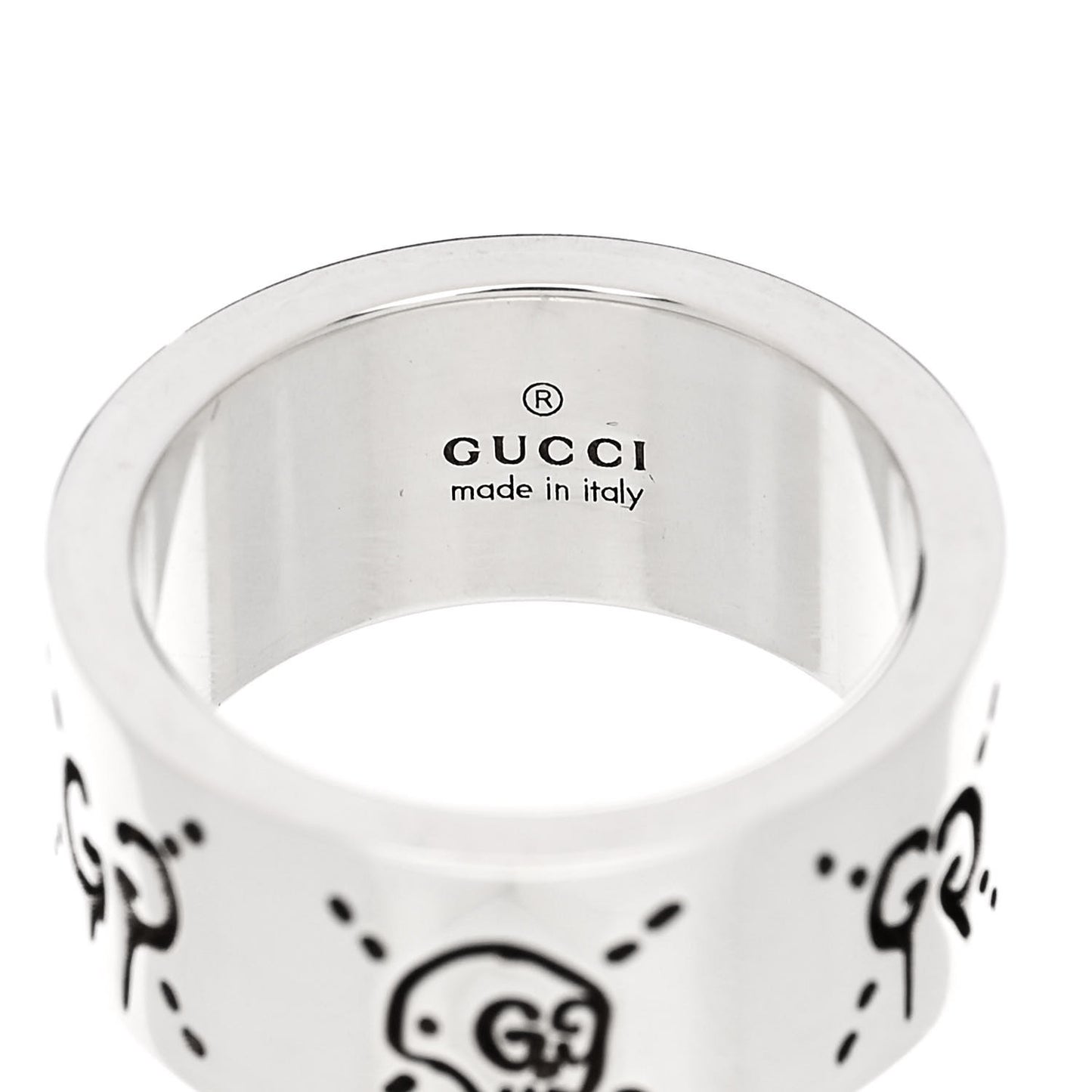 Sterling Silver GucciGhost Hamlet Skull Band Ring 49 5