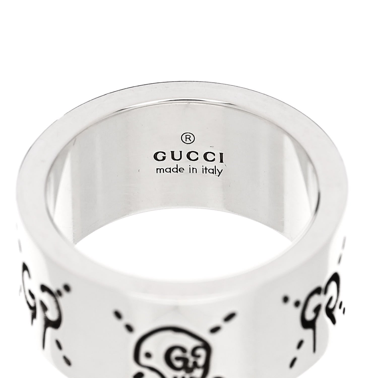 Gucci Sterling Silver GucciGhost Hamlet Skull Band Ring 49 5 4 of 6