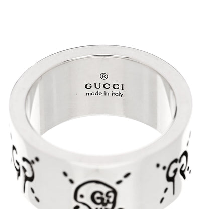 Gucci Sterling Silver GucciGhost Hamlet Skull Band Ring 49 5 4 of 6