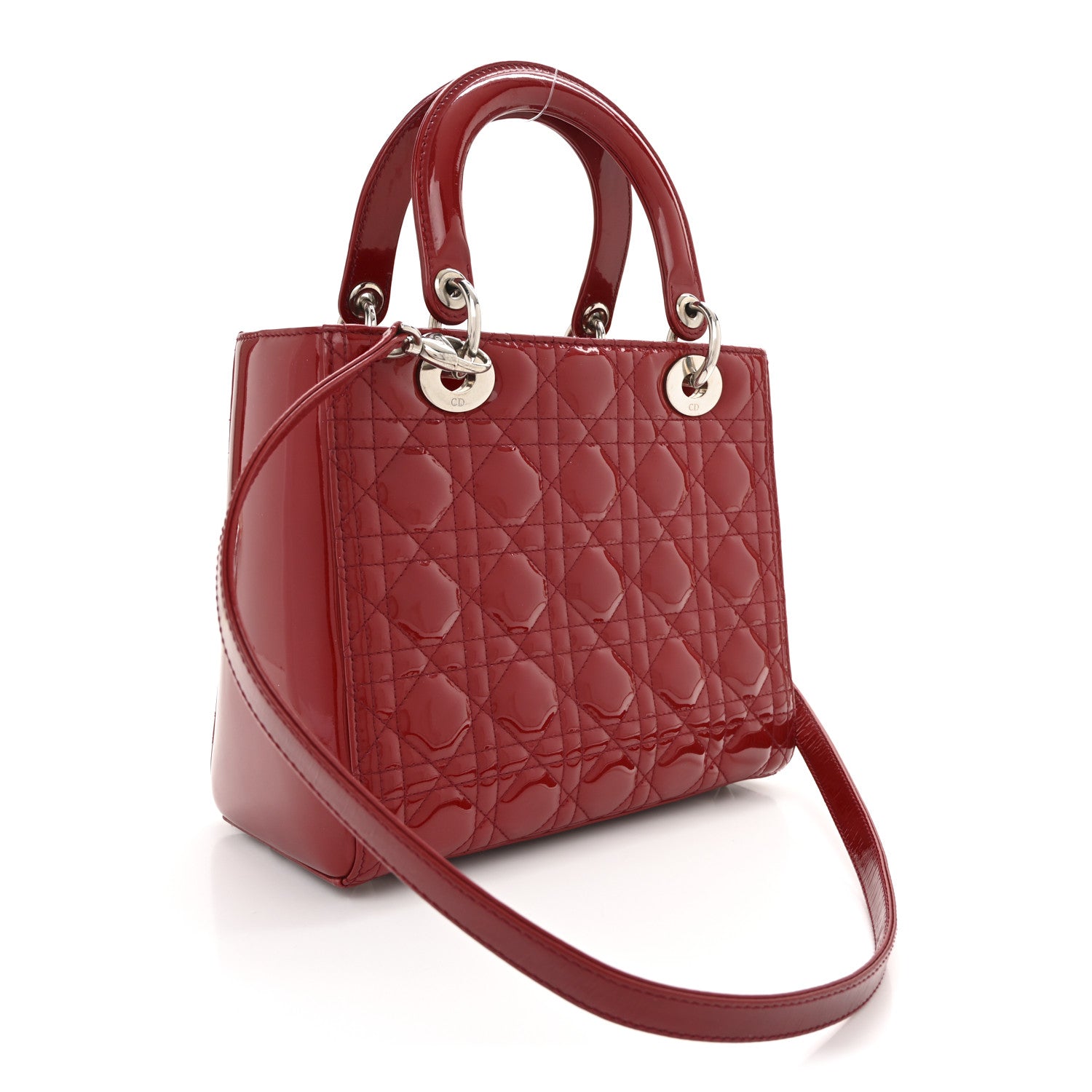 Christian Dior Patent Cannage Medium Lady Dior Red 3 of 11