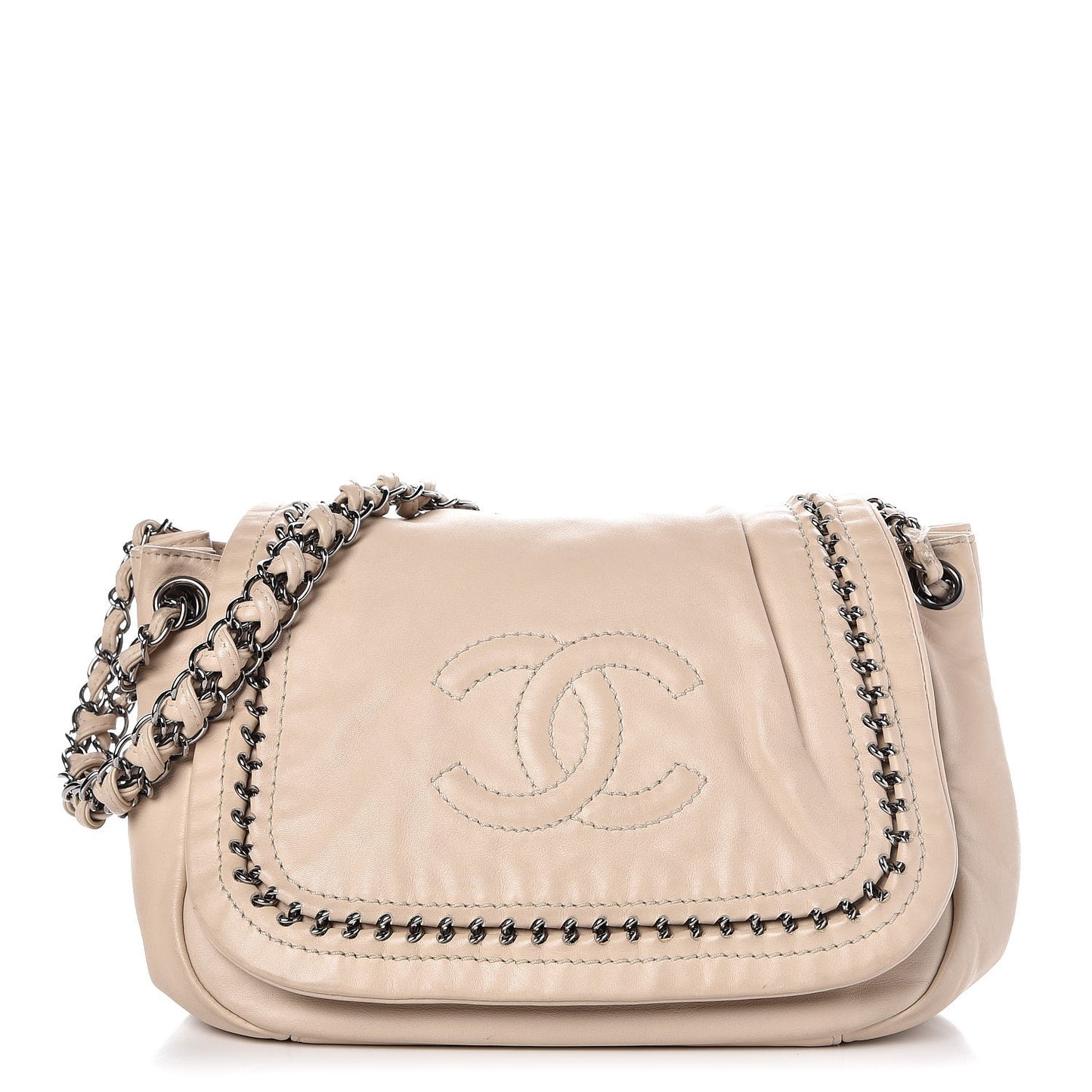 Smooth Calfskin Luxe Ligne Flap Light Beige