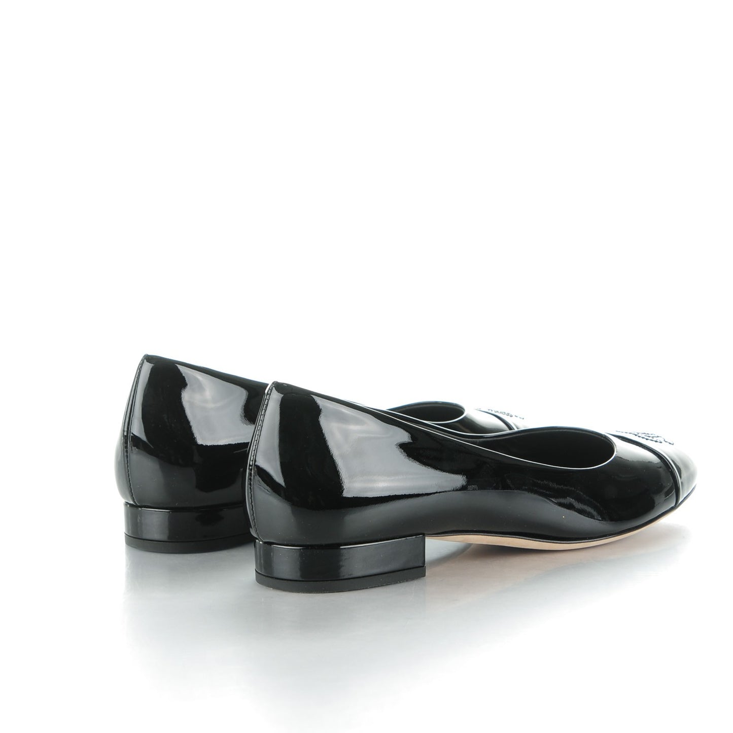 Patent Calfskin CC Cap Toe Flats 38 Black