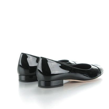 Chanel Patent Calfskin CC Cap Toe Flats 38 Black 4 of 7