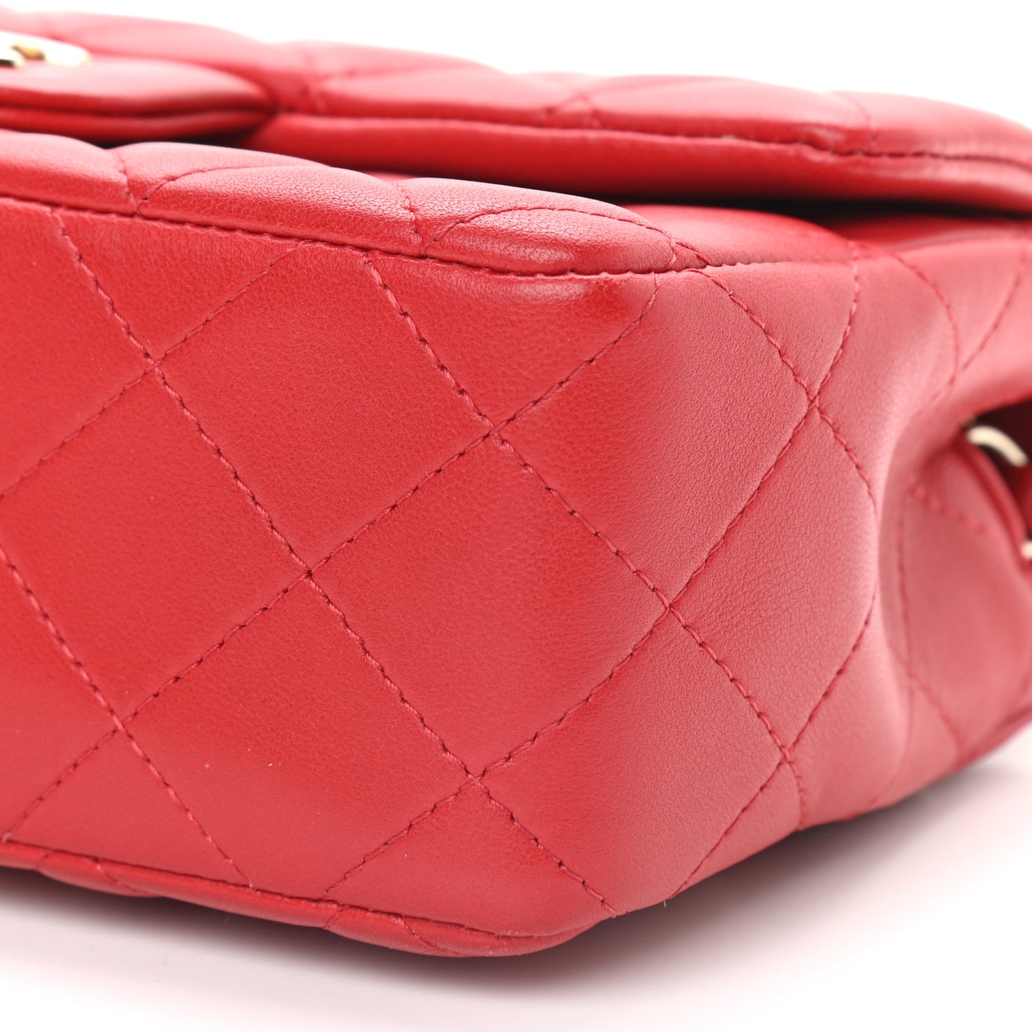Lambskin Quilted Mini Rectangular Flap Red