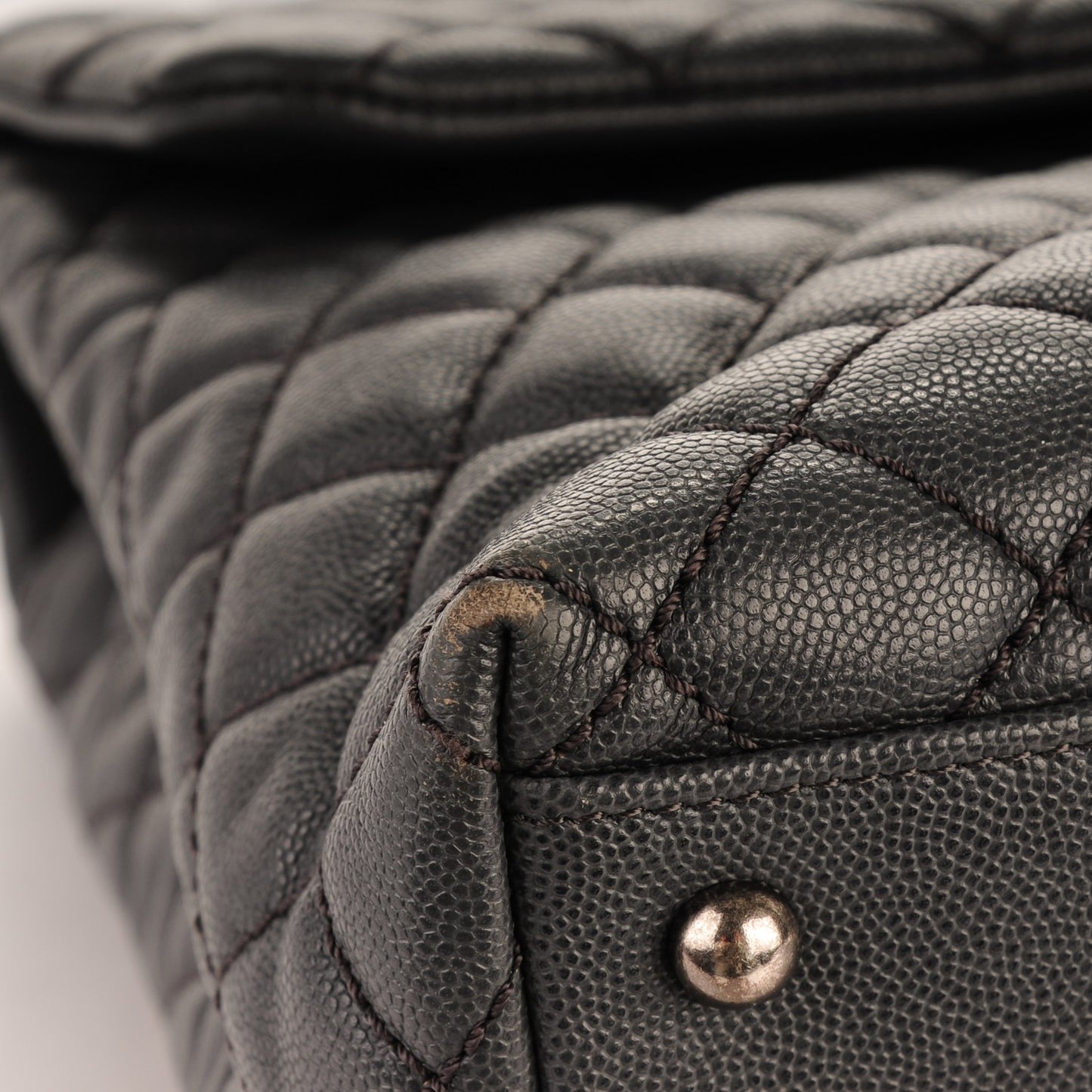 Caviar Lizard Quilted Large Coco Handle Flap Grey