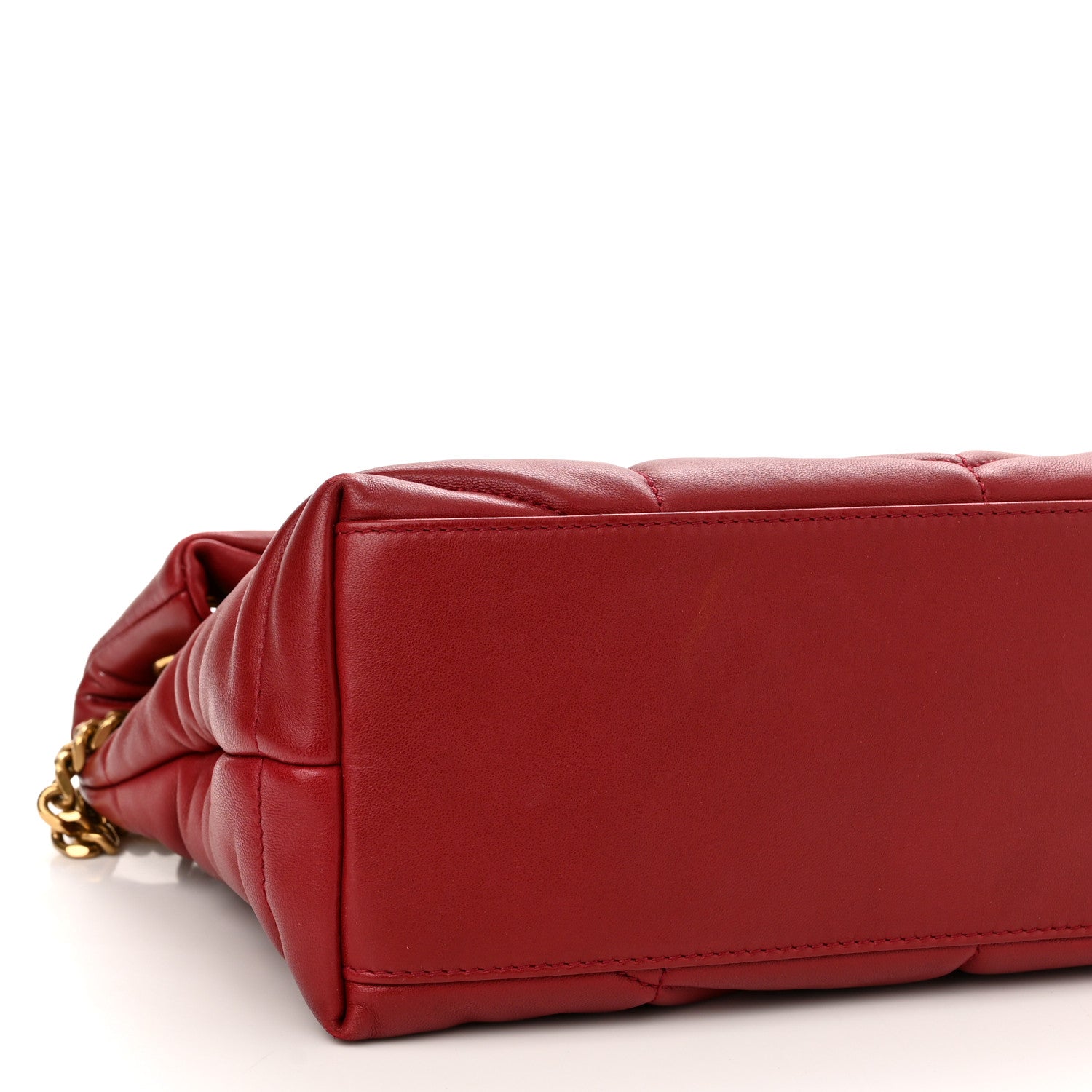 Saint Laurent Lambskin Quilted Small Loulou Puffer Monogram Chain Satchel Red 9 of 13