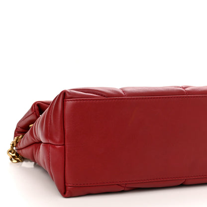 Saint Laurent Lambskin Quilted Small Loulou Puffer Monogram Chain Satchel Red 9 of 13