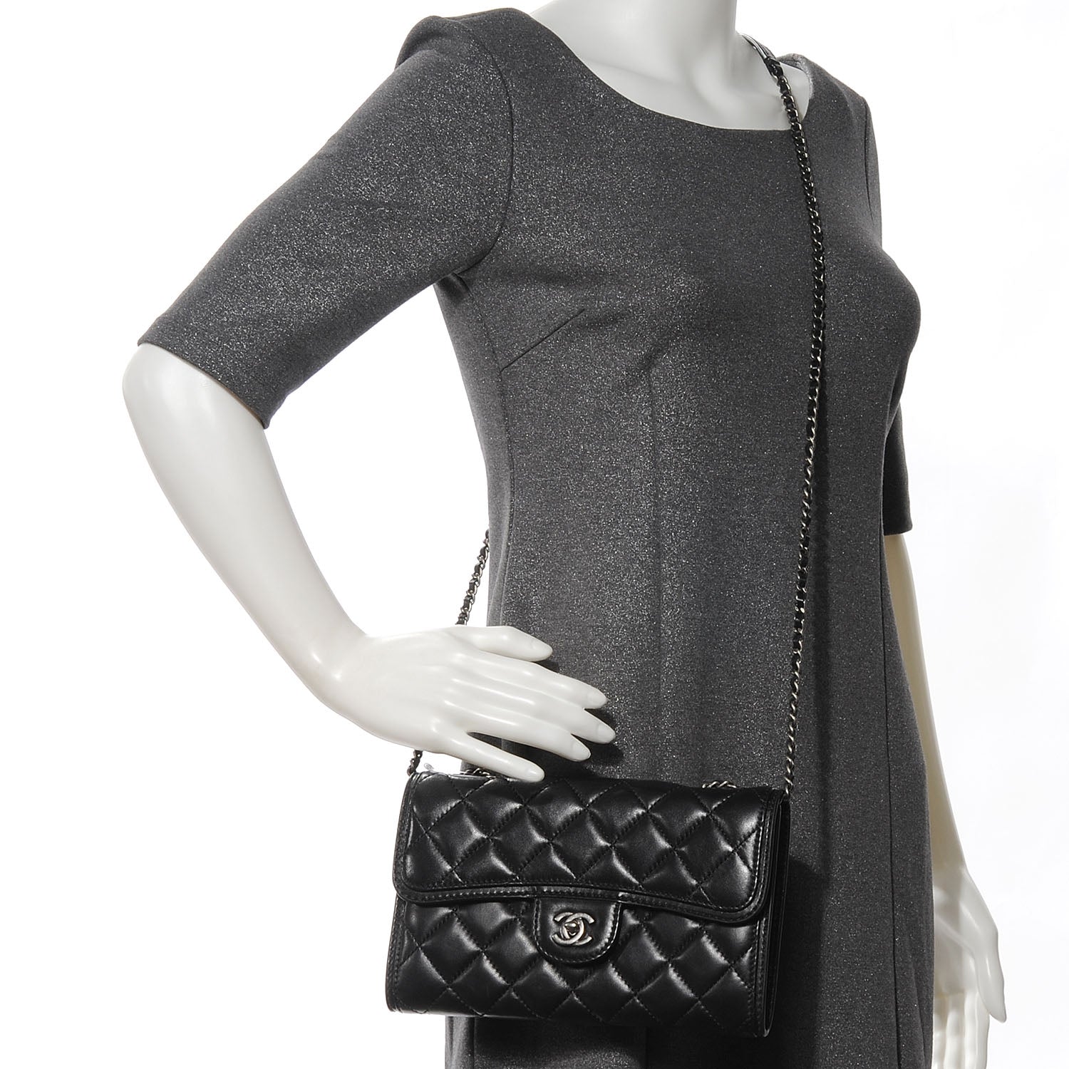 Chanel Lambskin Quilted Citizen Zip Small Flap Black 2 of 8