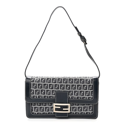 Fendi Zucchino Shoulder Bag Navy 1 of 8