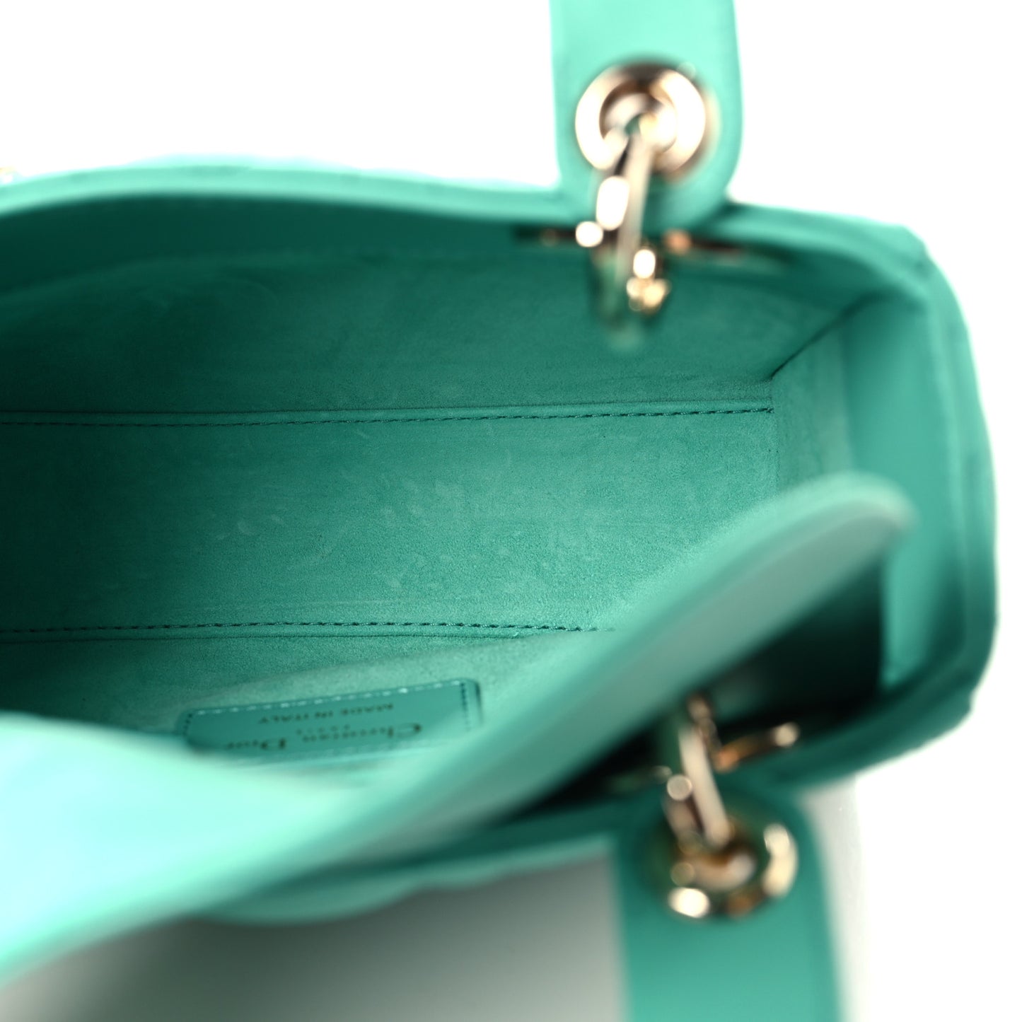 Lambskin Cannage Mini Lady Dior Aquamarina
