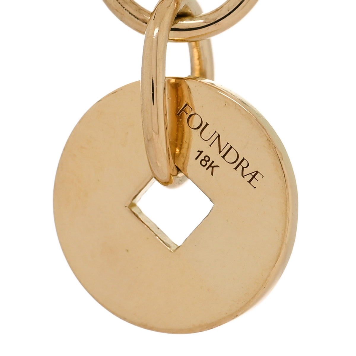 18K Yellow Gold Enamel Petite Champleve True Love Knot Necklace White