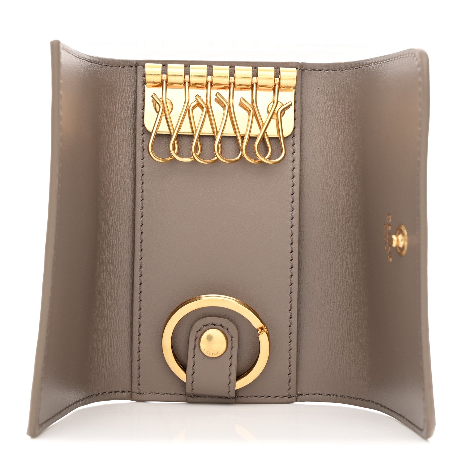 Celine Shiny Calfskin Triomphe Key Case Pebble 5 of 7