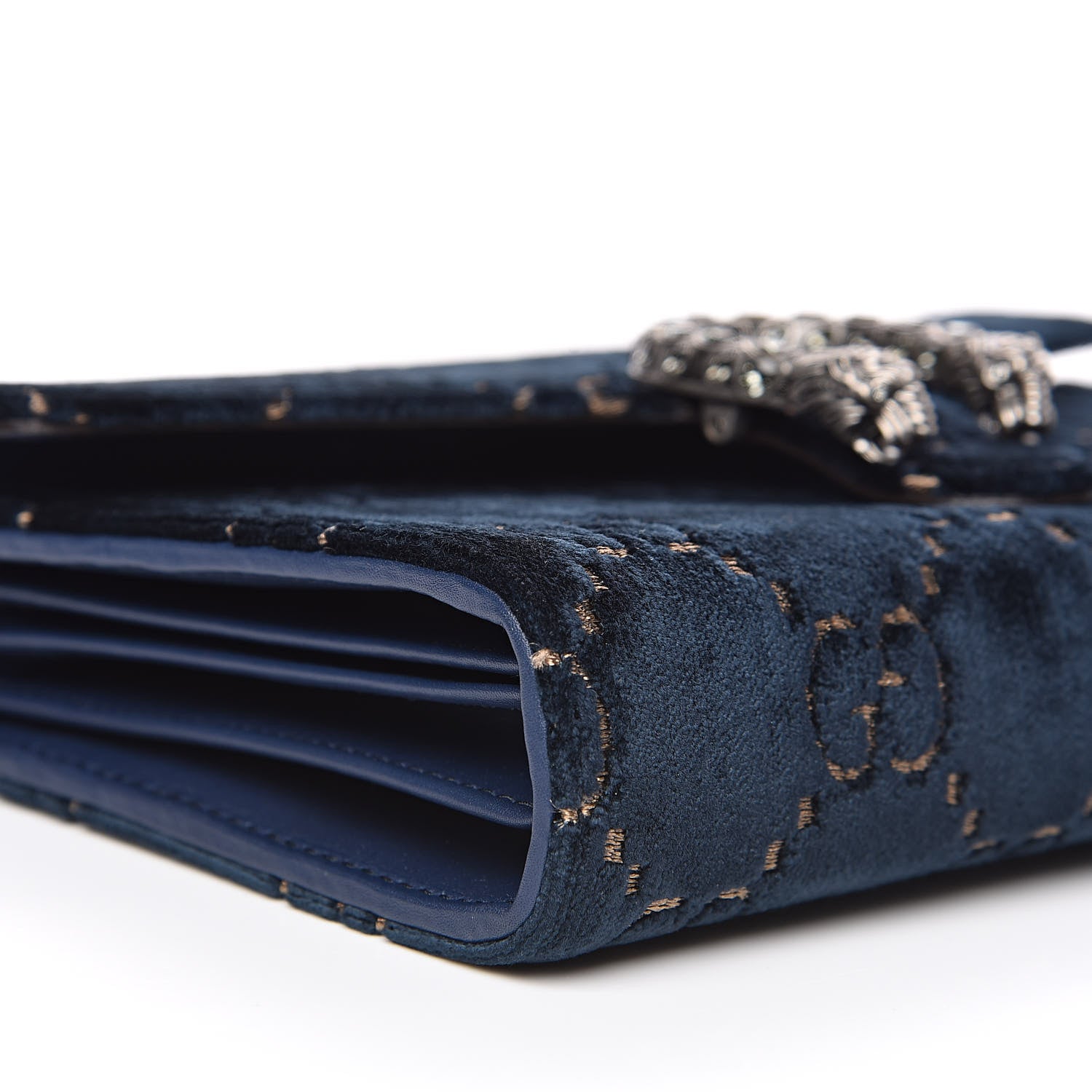 Gucci Velvet Crystal GG Monogram Mini Dionysus Chain Wallet Blue Beige Black 8 of 11