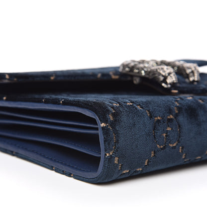Gucci Velvet Crystal GG Monogram Mini Dionysus Chain Wallet Blue Beige Black 8 of 11