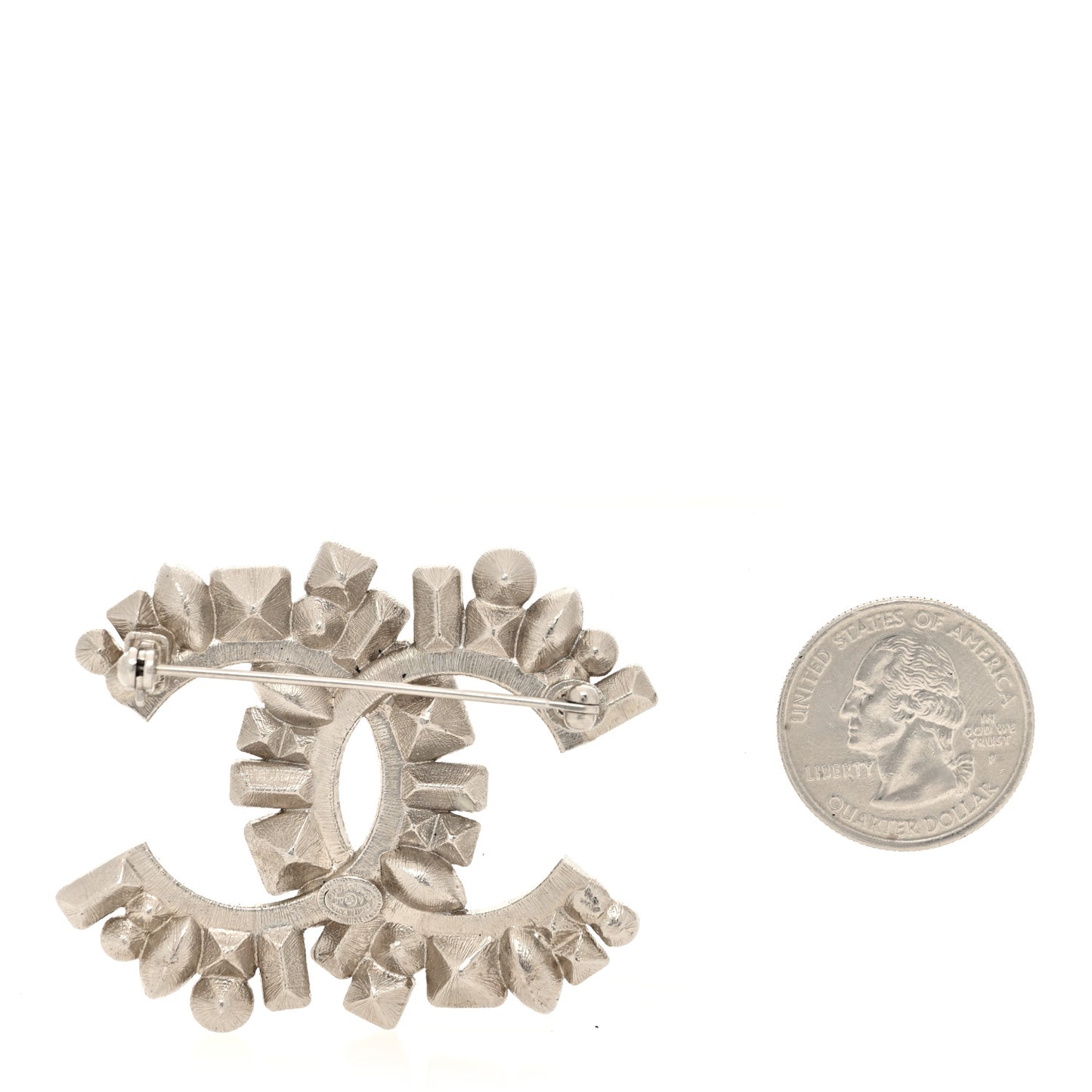 Baguette Crystal CC Brooch Black Silver