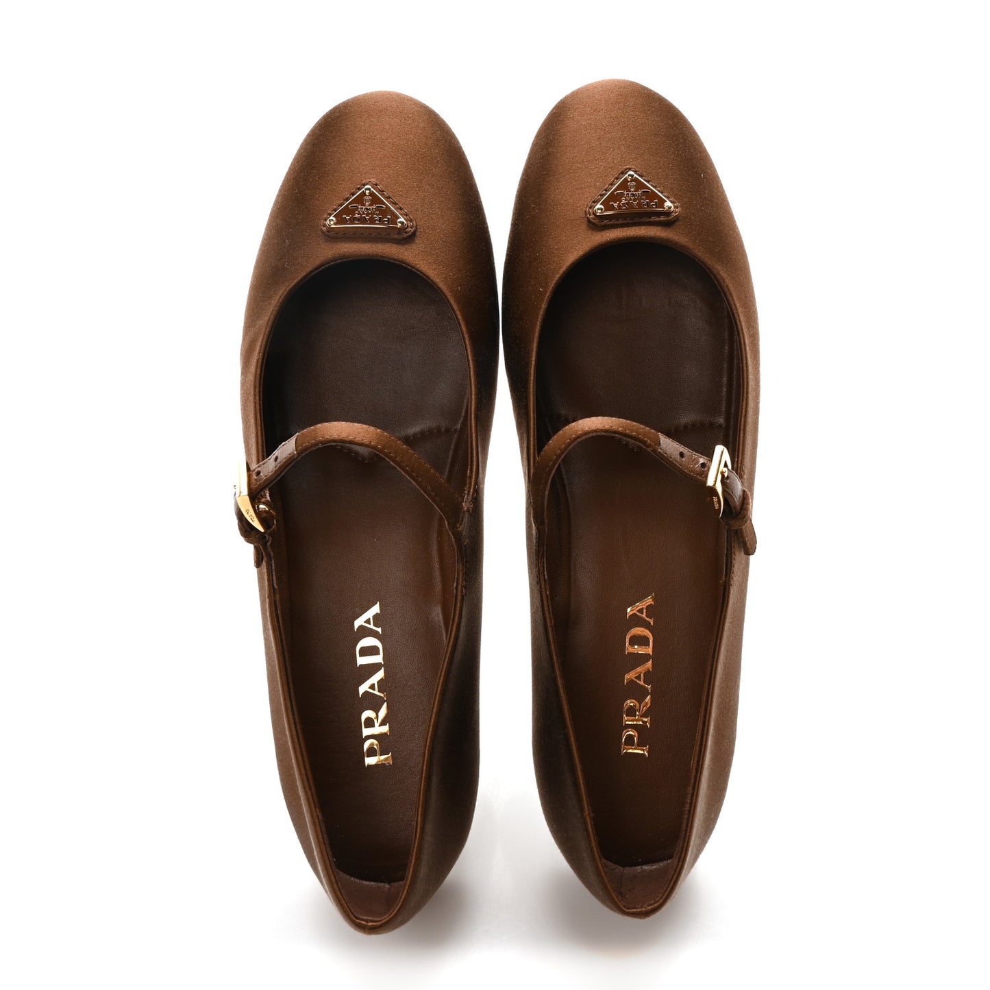 Satin Triangle Ballerina Flats 38.5 Tabacco