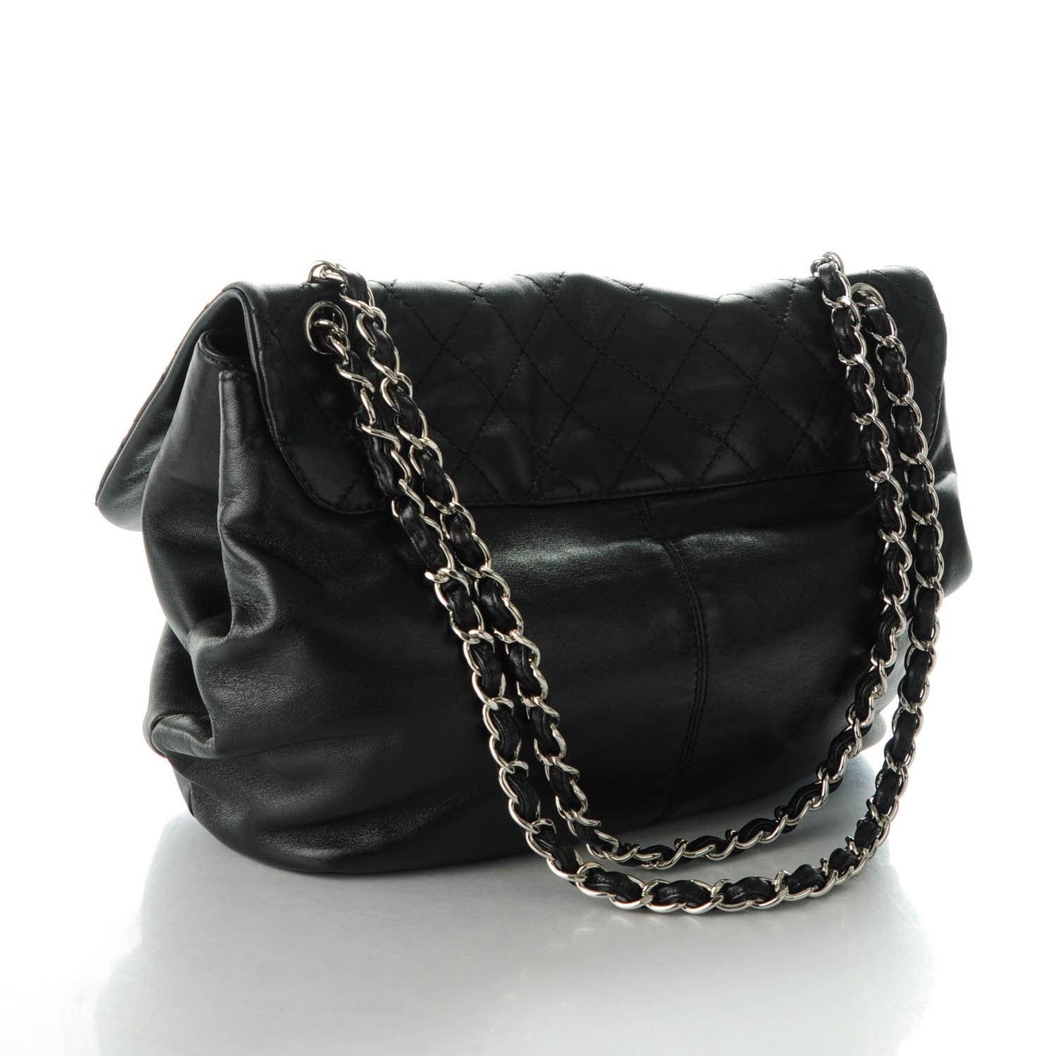 Chanel Shiny Lambskin Quilted Large Trianon Messenger Flap Black 3 of 8
