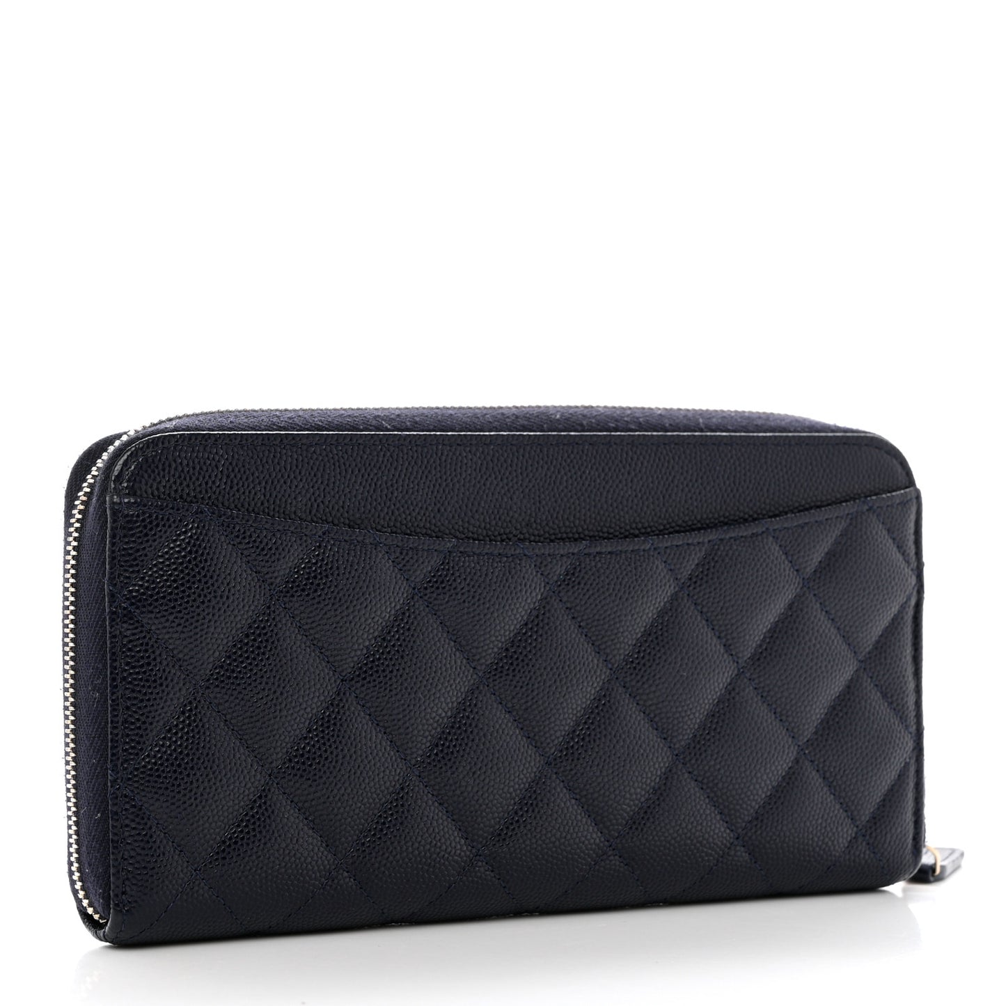 Caviar Quilted Large Zip Around Organizer Wallet Dark Blue