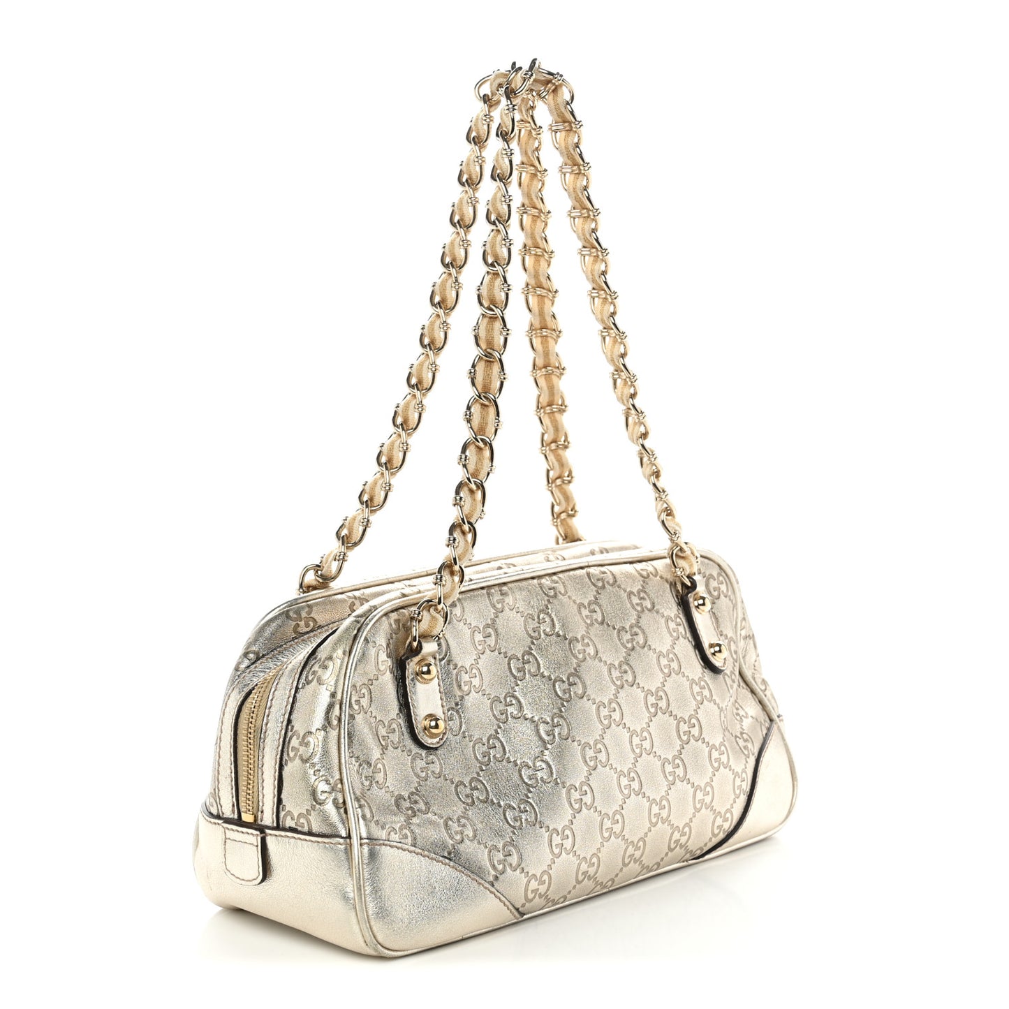 Guccissima Small Capri Satchel Metallic Gold