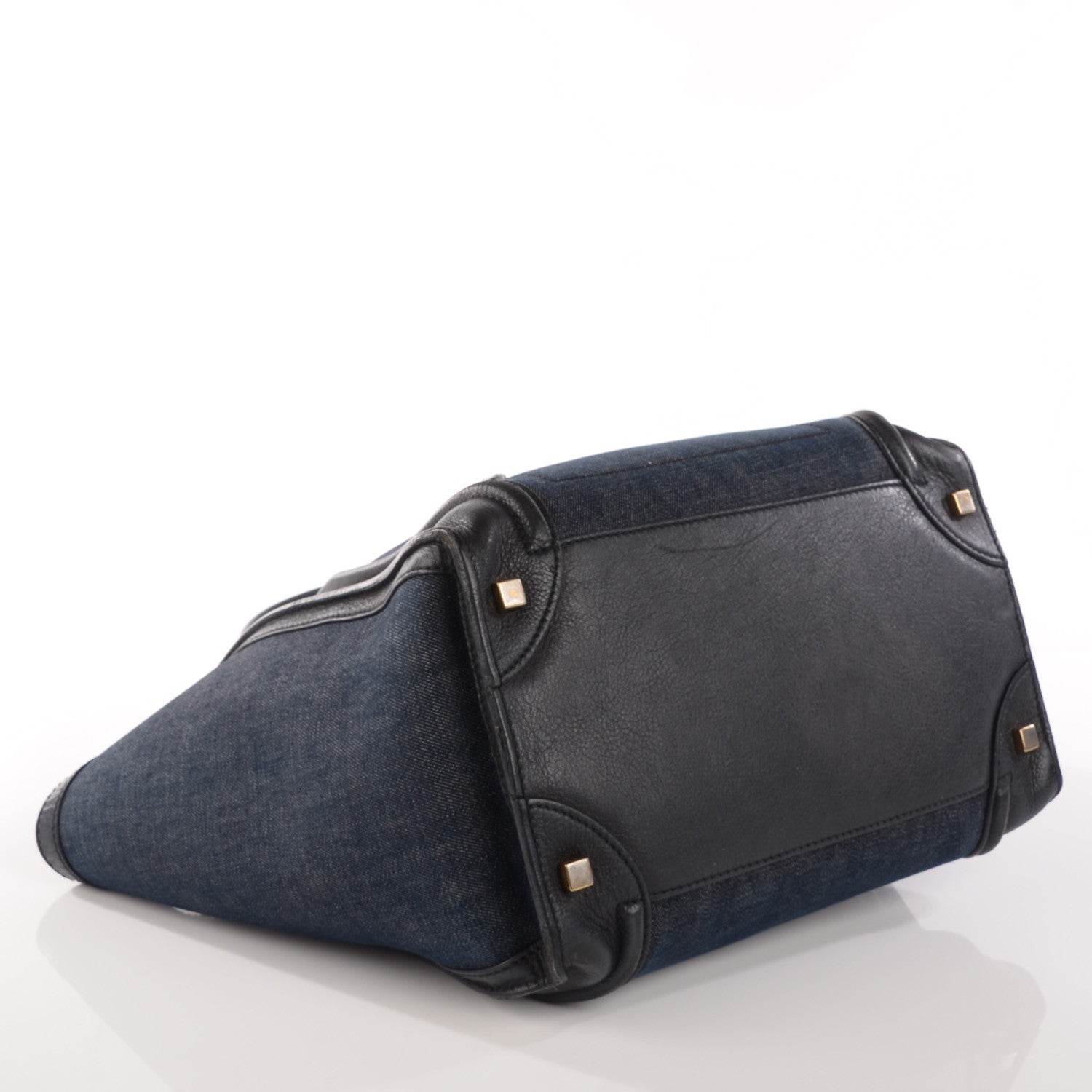 Celine Calfskin Denim Mini Luggage Black Navy 4 of 17