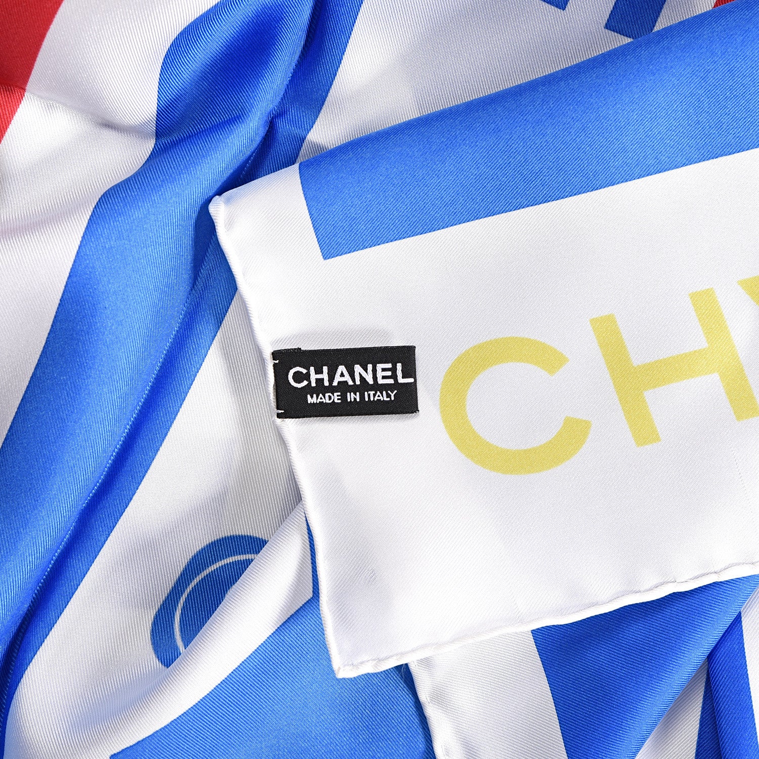 Chanel Silk Cruise Print CC Square Scarf Blue White 4 of 4