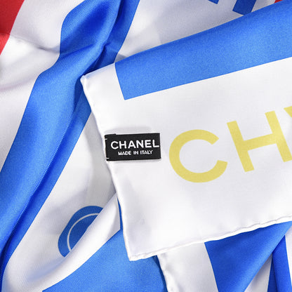 Chanel Silk Cruise Print CC Square Scarf Blue White 4 of 4