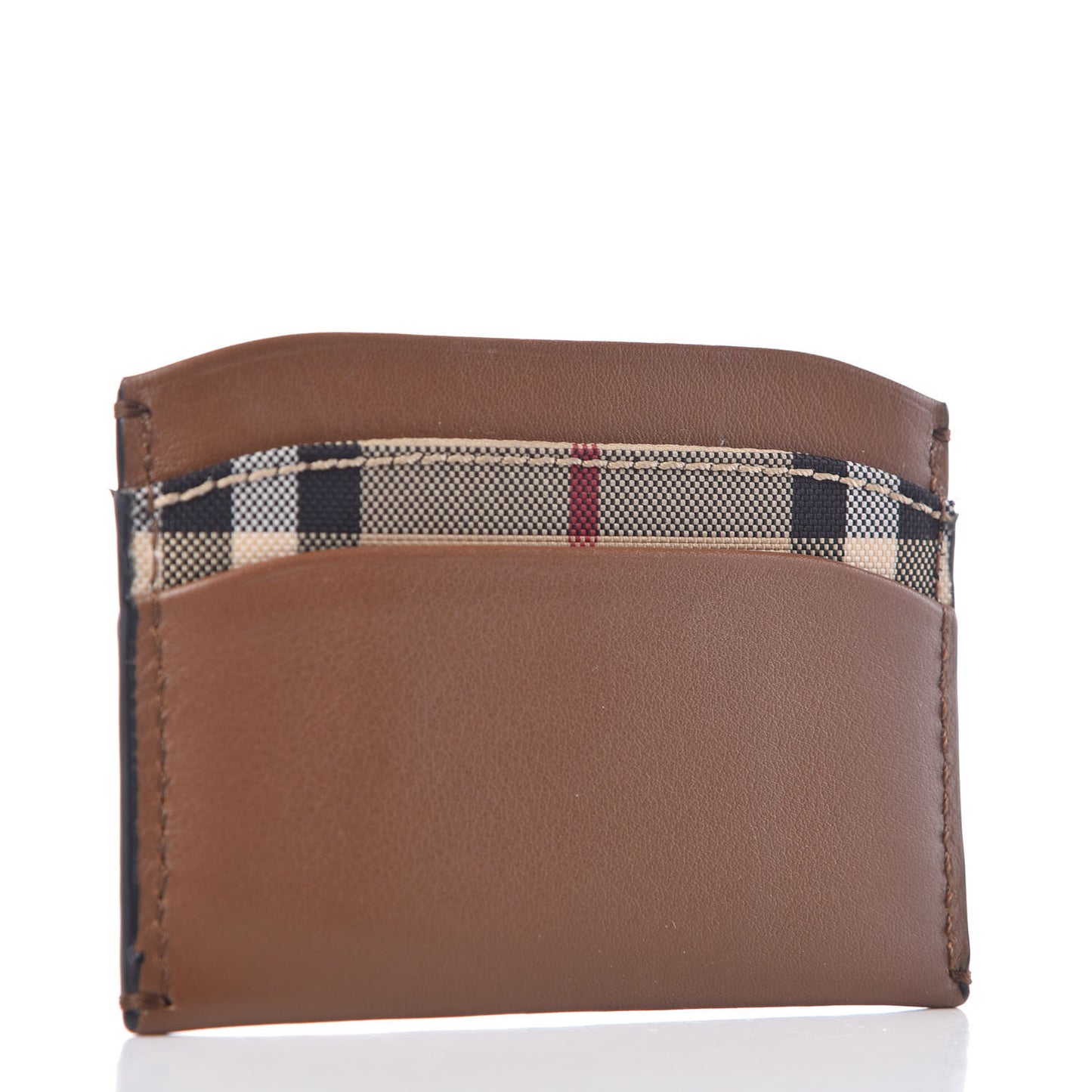 Calfskin Horseferry Check Izzy Card Case Tan