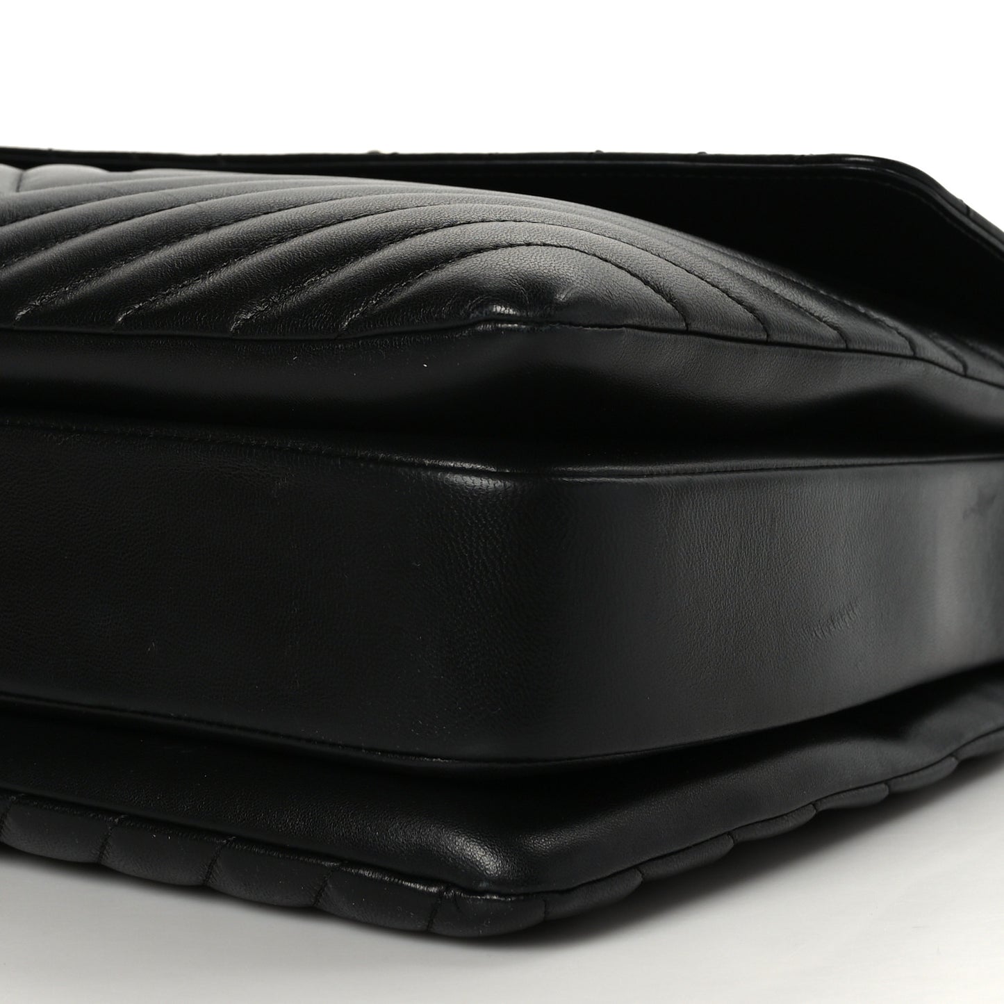 Lambskin Chevron Quilted Large Trendy CC Dual Handle Flap Bag Black