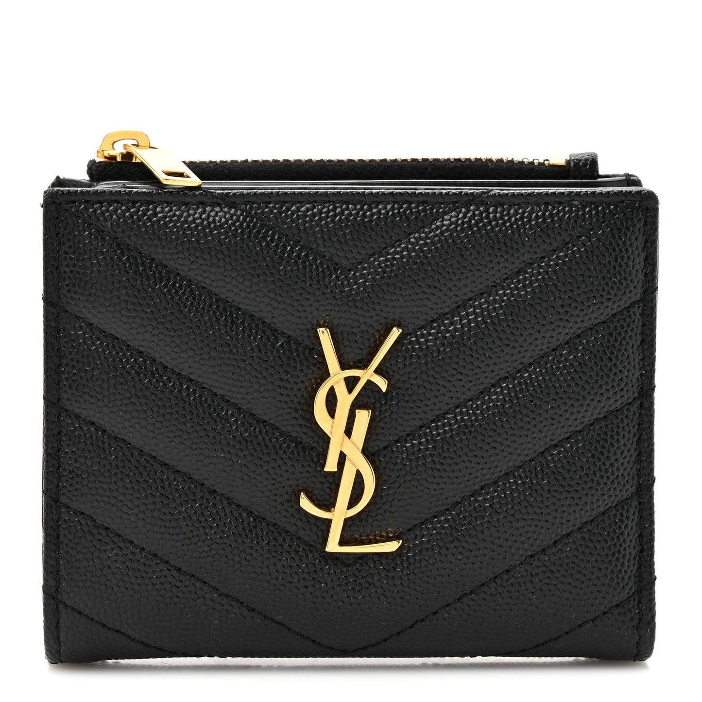 Grain De Poudre Matelasse Chevron Monogram Zipped Card Case Black