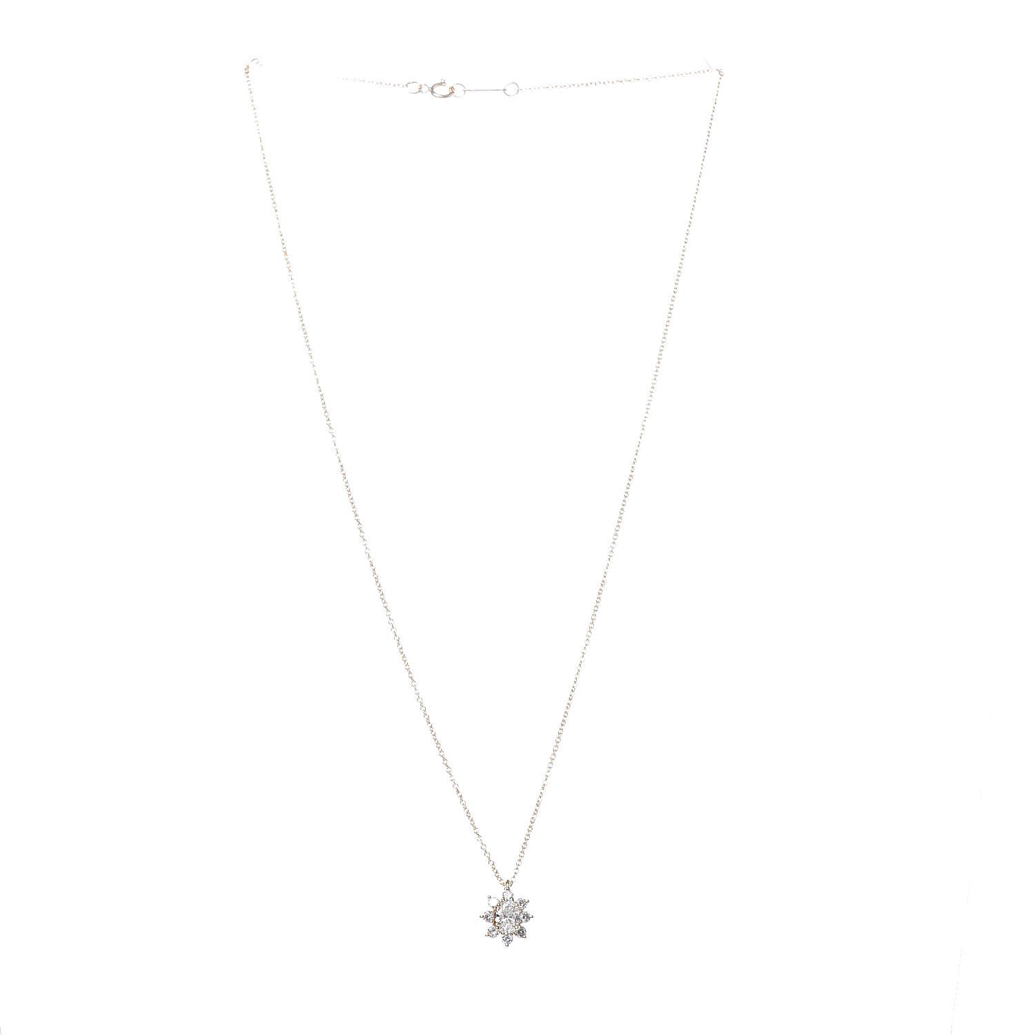 Tiffany 18K Yellow Gold Diamond Flower Cluster Pendant Necklace 3 of 6